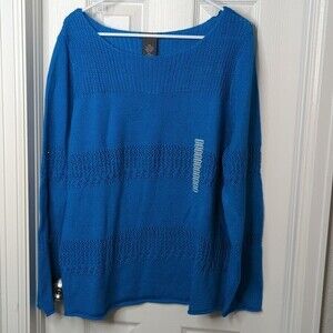 Chelsea & Theodore Blue Knit Long Sleeve Sweater Size XXL